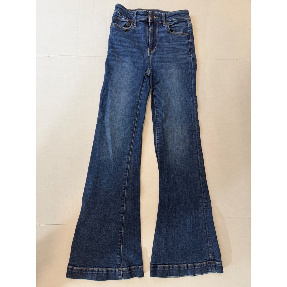 American Eagle Super Hi-Rise Flare Jeans Y2K 00 Short Dark Wash